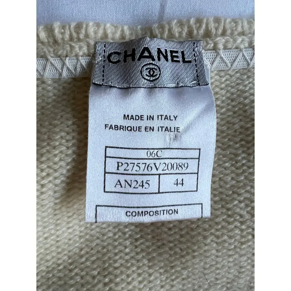 2006 Chanel Knit Cashmere Lace Cream Cardigan